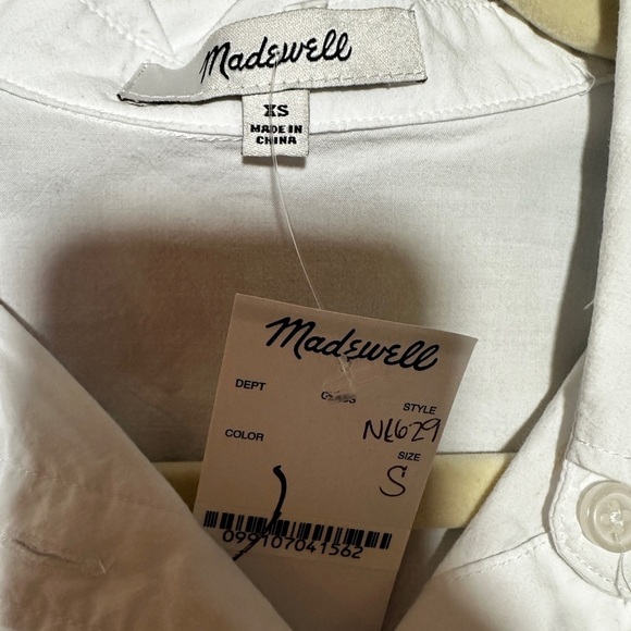 🆕 Madewell Signature Poplin Hartfield Crop Shirt white size x small - Picture 5 of 6